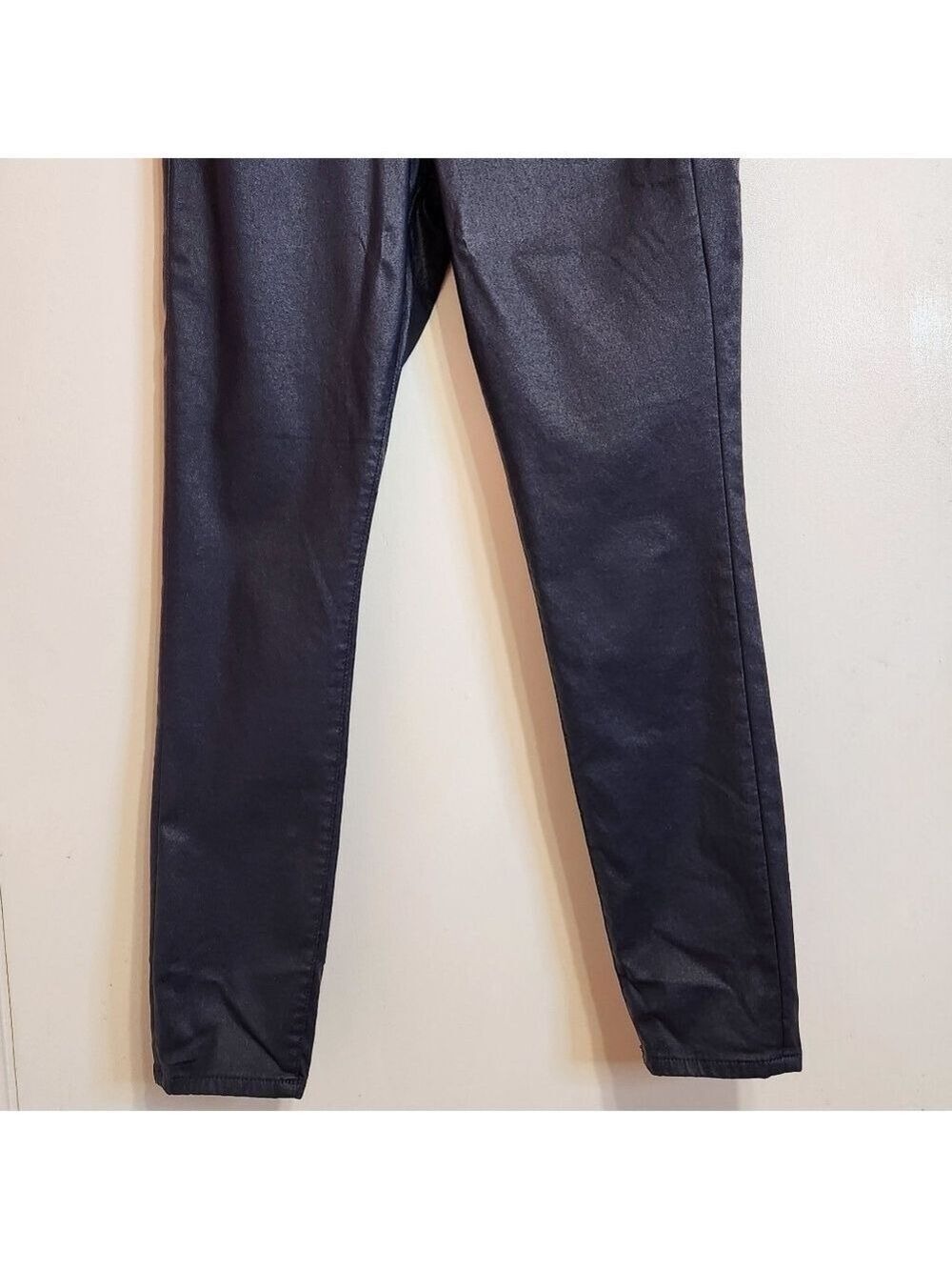 Express Blue Shimmer Coated Denim Skinny Pants Size 8 Regular - Picture 3 of 9